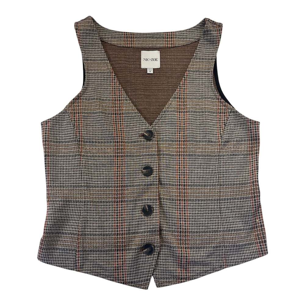 NIC+ZOE Stretched Plaid Knit Vest Size M